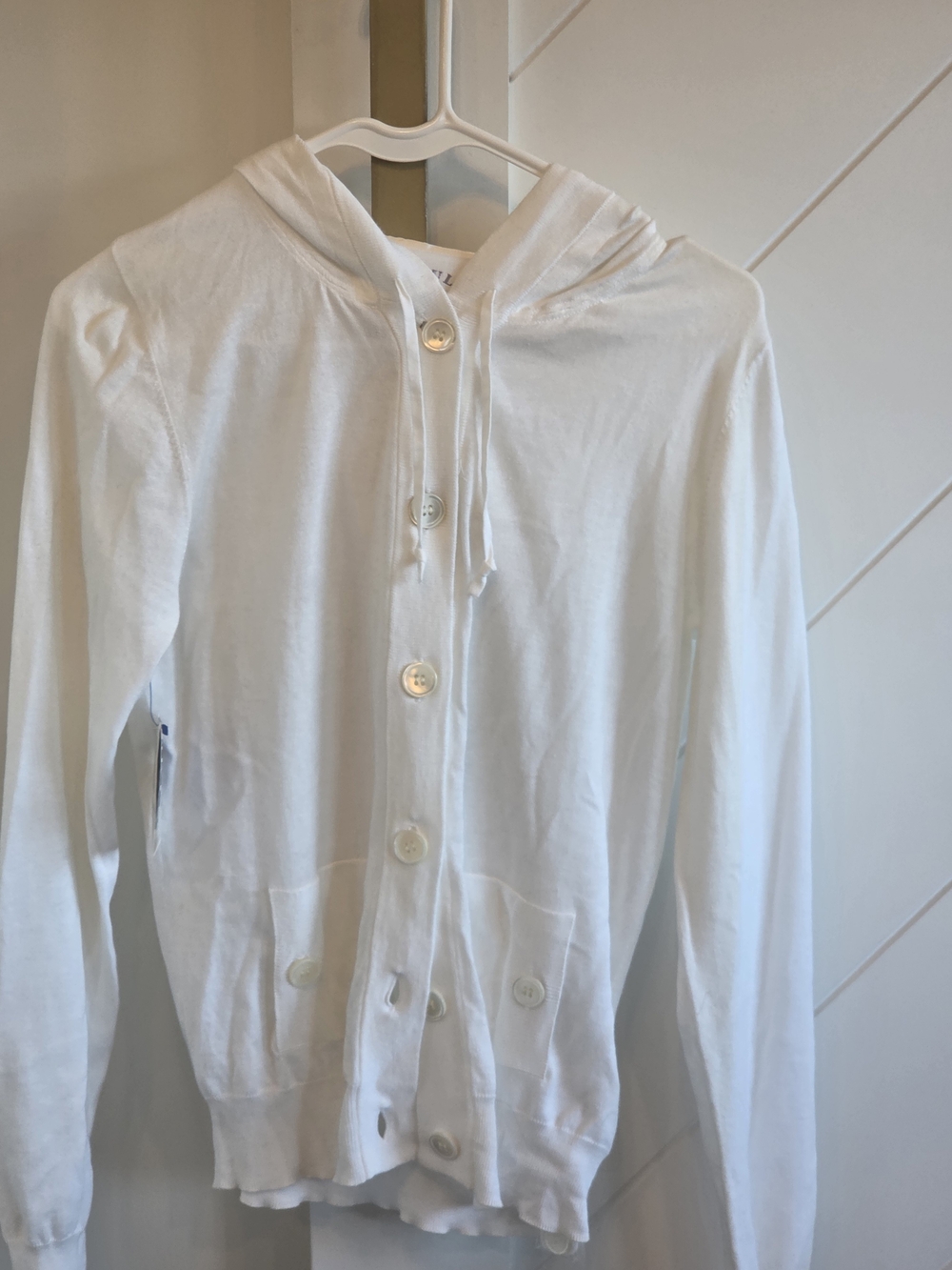 Talula White Hooded Button-Front Cardigan